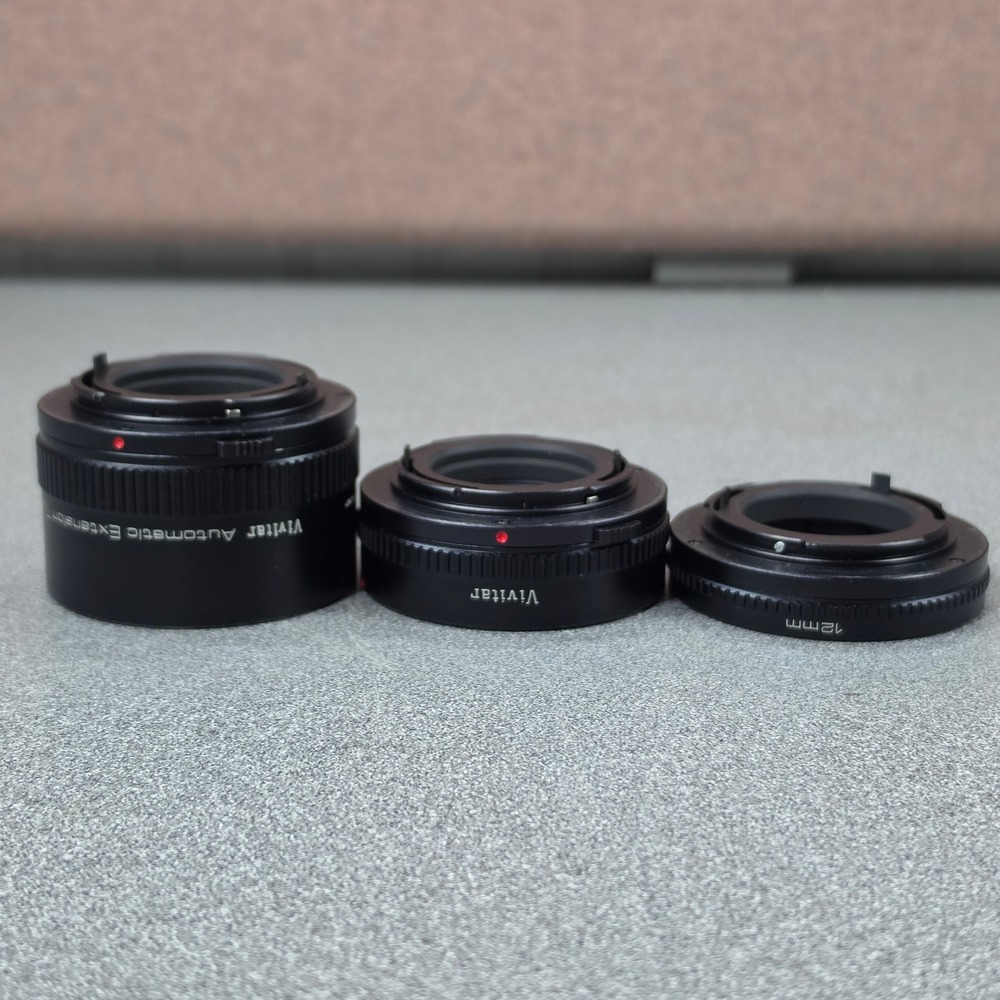 Vivitar Automatic Extension Tube Set AT-21 12mm 20mm 36mm Black Excellent